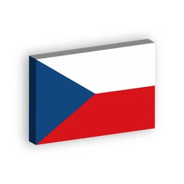 3D flag of Czech Republic. Vector illustration with dropped shadow isolated on Stock Illustration