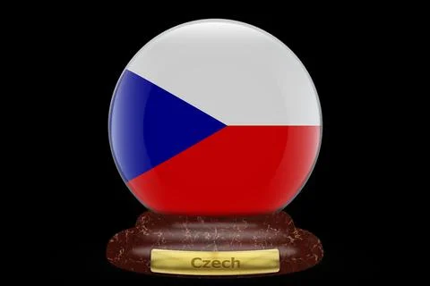 3D Flag of Czech on snow globe Stock Illustration