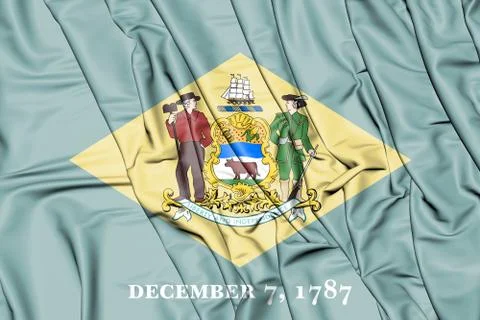 3D Flag of Delaware, USA. 3D Illustration. Stock Illustration