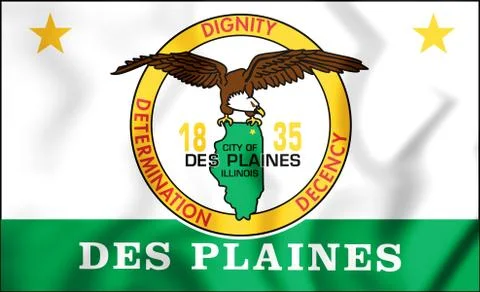 3D Flag of Des Plaines (Illinois), USA. 3D Illustration. Stock Illustration