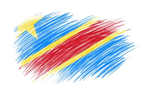 3D Flag of DR Congo on brush Illustrazione stock
