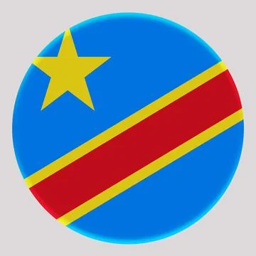 3D Flag of DR Congo on circle Stock Illustration