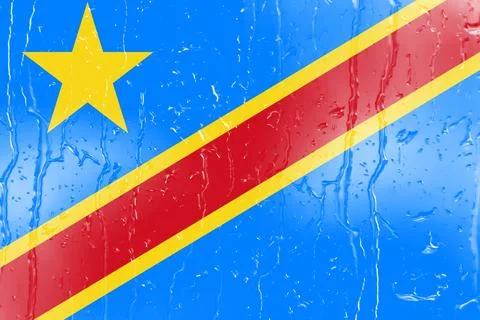 3D Flag of DR Congo on a glass Stock Illustration