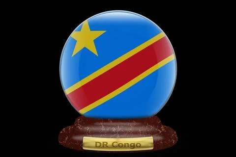 3D Flag of DR Congo on a globe Stock Illustration