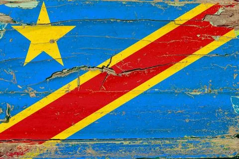 3D Flag of DR Congo on wood Stock Illustration
