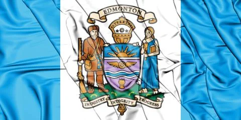 3D Flag of Edmonton, Canada. 3D Illustration. Stock Illustration