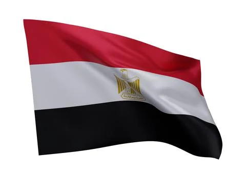 3d flag of Egypt isolated against white background. 3d rendering. Stock Illustration