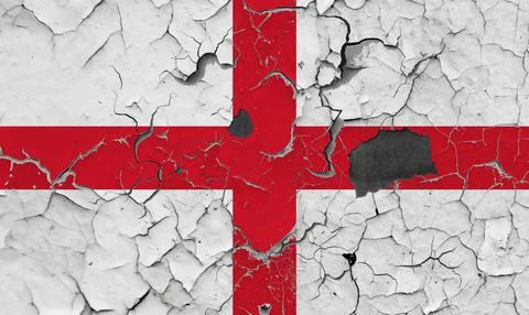 3D Flag of England on stone wall Stock Illustration