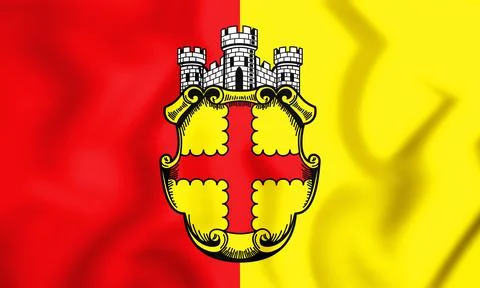 3D Flag of Eupen (Liege province), Belgium. 3D Illustration. Stock Illustration