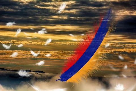 3D Flag on feathers Stock Illustration