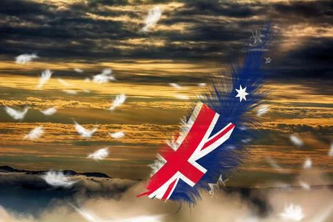 3D Flag on feathers Stock Illustration