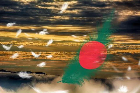 3D Flag on feathers Stock Illustration