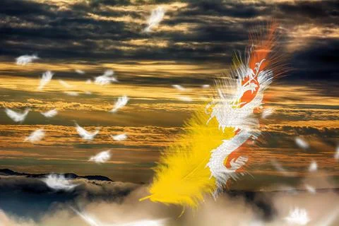 3D Flag on feathers Stock Illustration
