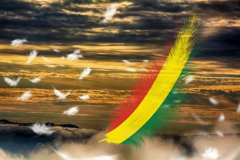 3D Flag on feathers Stock Illustration