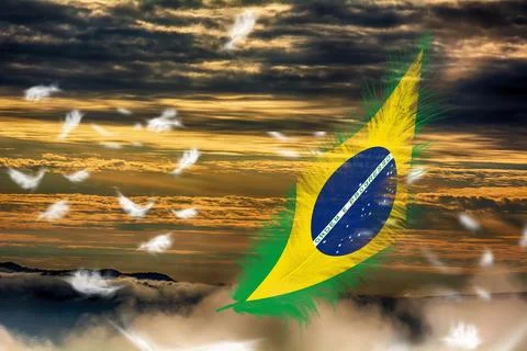 3D Flag on feathers Stock Illustration