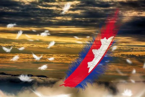 3D Flag on feathers Stock Illustration