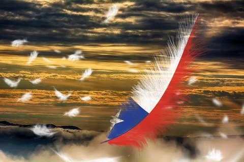 3D Flag on feathers Stock Illustration