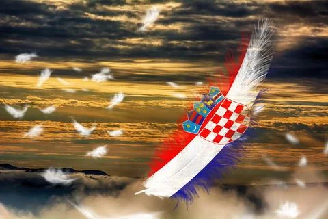 3D Flag on feathers Stock Illustration