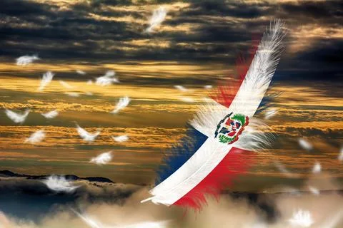 3D Flag on feathers Stock Illustration