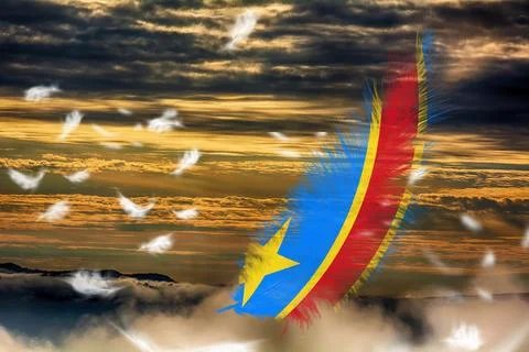3D Flag on feathers Stock Illustration