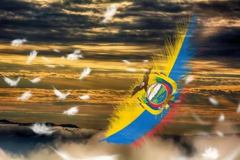 3D Flag on feathers Stock Illustration