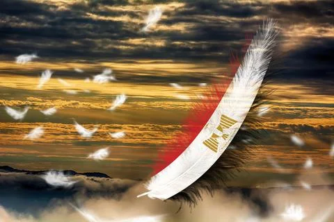 3D Flag on feathers Stock Illustration