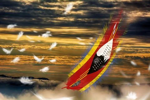 3D Flag on feathers Stock Illustration