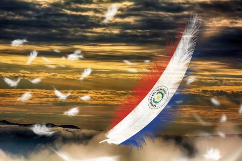 3D Flag on feathers Stock Illustration