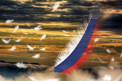 3D Flag on feathers Stock Illustration