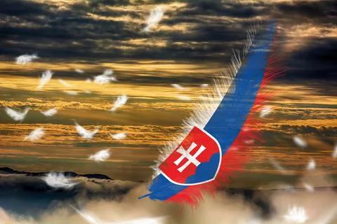 3D Flag on feathers Stock Illustration