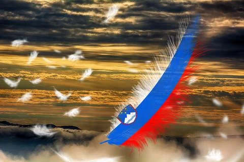 3D Flag on feathers Stock Illustration