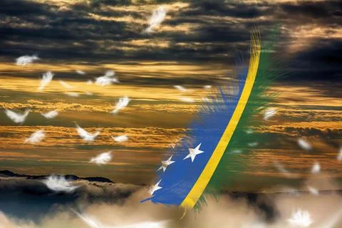 3D Flag on feathers Stock Illustration