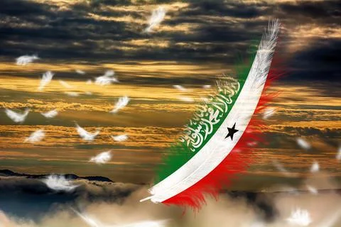 3D Flag on feathers Stock Illustration