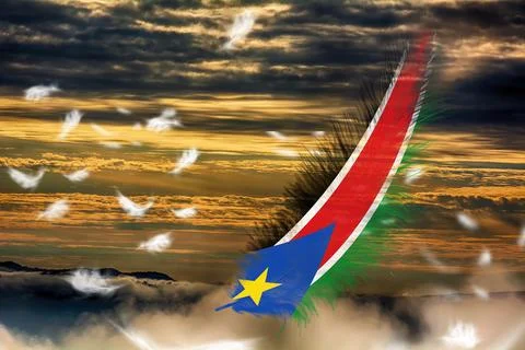 3D Flag on feathers Stock Illustration