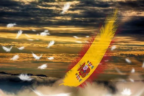 3D Flag on feathers Stock Illustration
