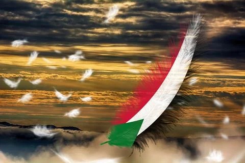 3D Flag on feathers Stock Illustration