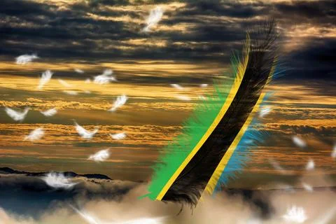 3D Flag on feathers Stock Illustration
