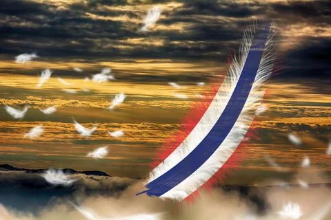 3D Flag on feathers Stock Illustration
