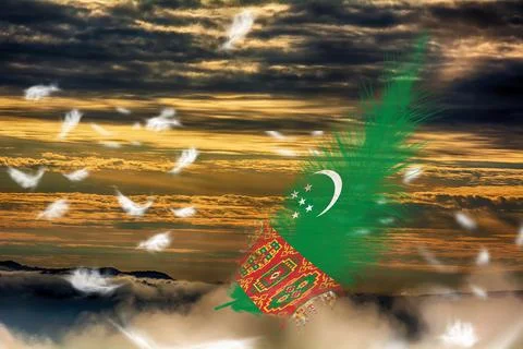 3D Flag on feathers Stock Illustration