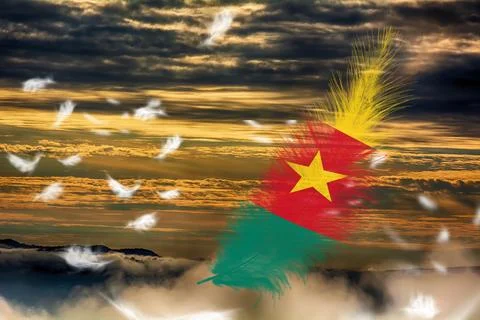 3D Flag on feathers Stock Photos