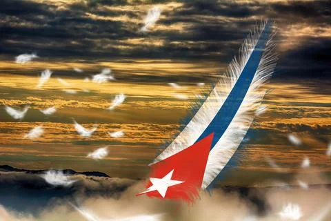 3D Flag on feathers Stock Photos
