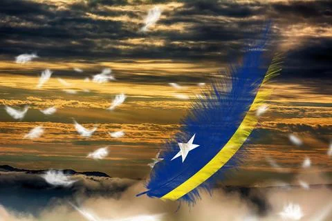 3D Flag on feathers Stock Photos