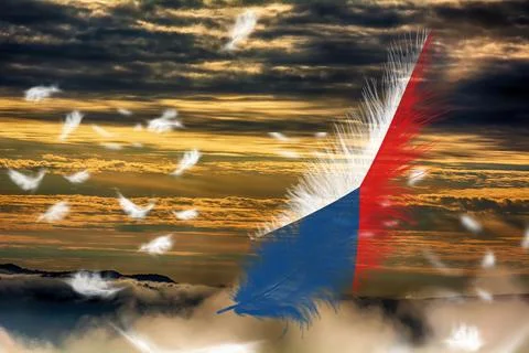 3D Flag on feathers Stock Photos