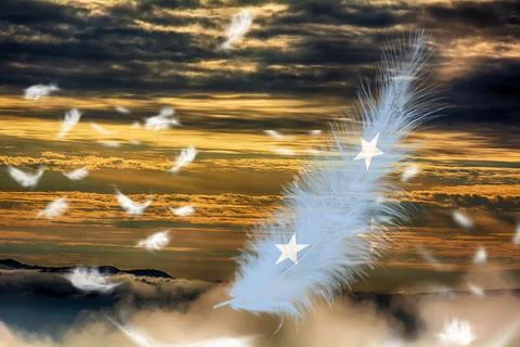 3D Flag on feathers Stock Photos