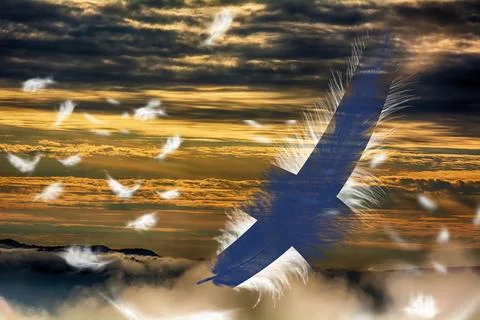 3D Flag on feathers Stock Photos