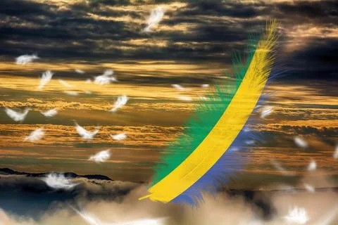3D Flag on feathers Stock Photos