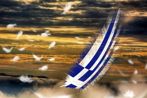 3D Flag on feathers Stock Photos