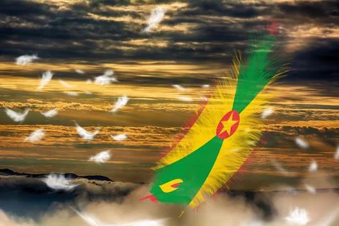 3D Flag on feathers Stock Photos