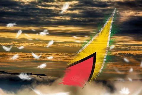 3D Flag on feathers Stock Photos