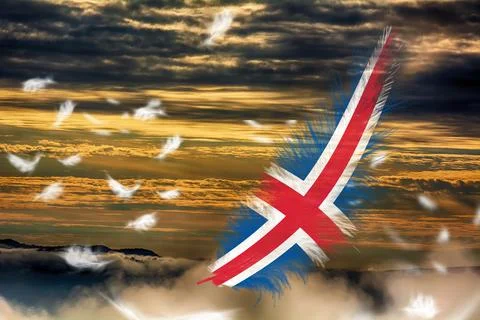 3D Flag on feathers 写真素材
